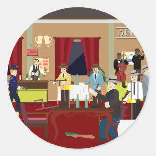 Roaring 20's Speakeasy USA (Simple History) Runder Aufkleber