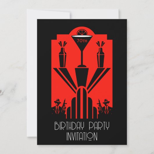 Roaring 20ties Art Deco Gangster Geburtstag Einladung (Vorderseite)