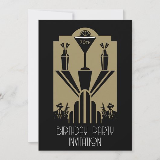 Roaring 20ties Art Deco Gangster Geburtstag Einladung (Vorderseite)