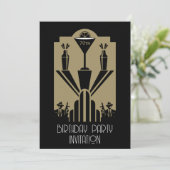 Roaring 20ties Art Deco Gangster Geburtstag Einladung (Stehend Vorderseite)