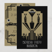 Roaring 20ties Art Deco Gangster Geburtstag Einladung (Vorne/Hinten)