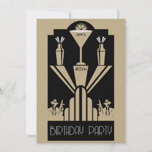 Roaring 20ties Art Deco Gangster Geburtstag Einladung