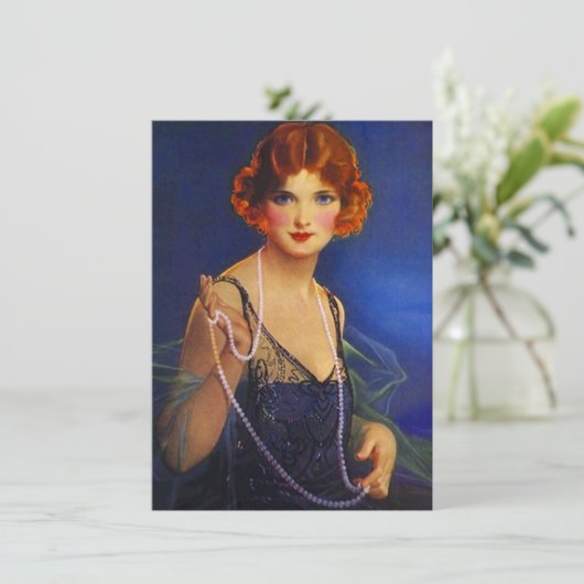 Roaring 20ties Midnight Blue Flapper Einladung (Stehend Vorderseite)