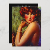 Roaring 20ties Pearls Plumes Flapper Einladung (Vorne/Hinten)