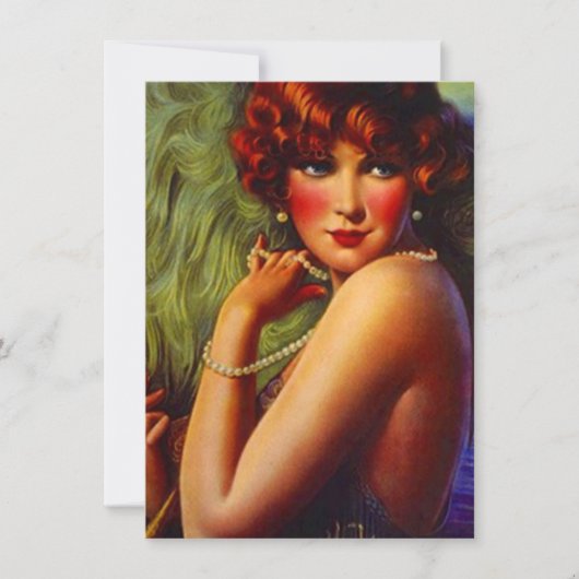 Roaring 20ties Pearls Plumes Flapper Einladung (Vorderseite)