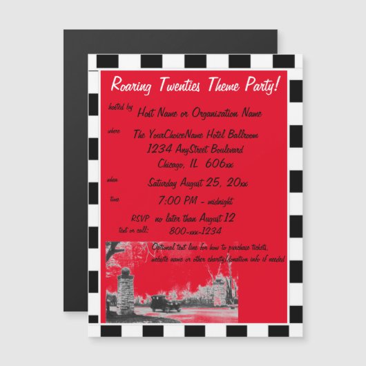 Roaring 20ties Theme Magneteinladung (Vorne/Hinten)