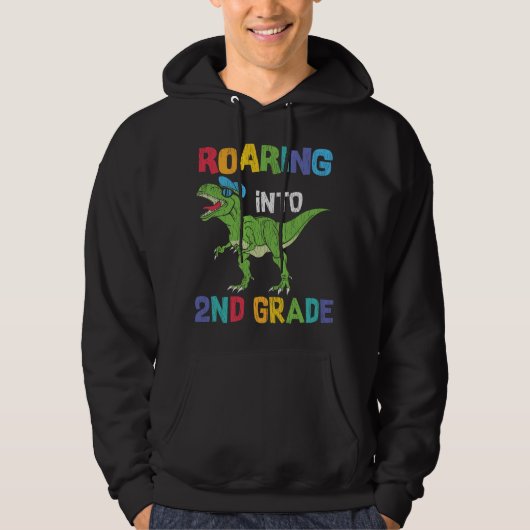Roaring 2. Klasse Back School T rex Dinosaur Kinde Hoodie (Vorderseite)
