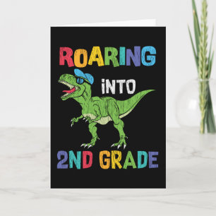 Roaring 2. Klasse Back School T rex Dinosaur Kinde Karte