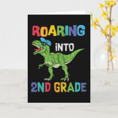 Roaring 2. Klasse Back School T rex Dinosaur Kinde Karte (Gelbe Blume)
