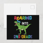 Roaring 2. Klasse Back School T rex Dinosaur Kinde Postkarte (Vorne/Hinten)