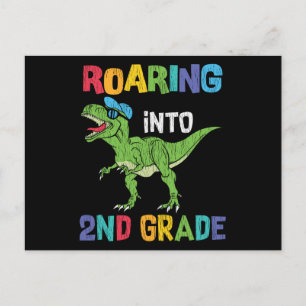 Roaring 2. Klasse Back School T rex Dinosaur Kinde Postkarte