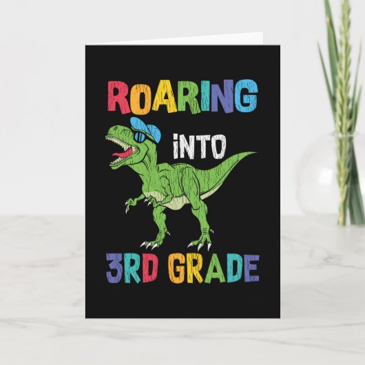 Roaring 3. Klasse Back School T rex Dinosaur Kinde Karte (Vorderseite)