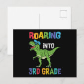 Roaring 3. Klasse Back School T rex Dinosaur Kinde Postkarte (Vorne/Hinten)