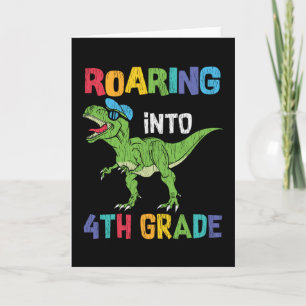Roaring 4. Klasse Back School T rex Dinosaur Kinde Karte