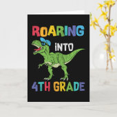 Roaring 4. Klasse Back School T rex Dinosaur Kinde Karte (Gelbe Blume)