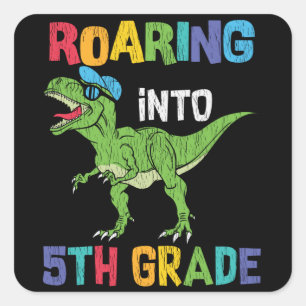 Roaring 5th Grade Back School T rex Dinosaur Kinde Quadratischer Aufkleber