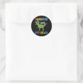 Roaring 5th Grade Back School T rex Dinosaur Kinde Runder Aufkleber (Tasche)