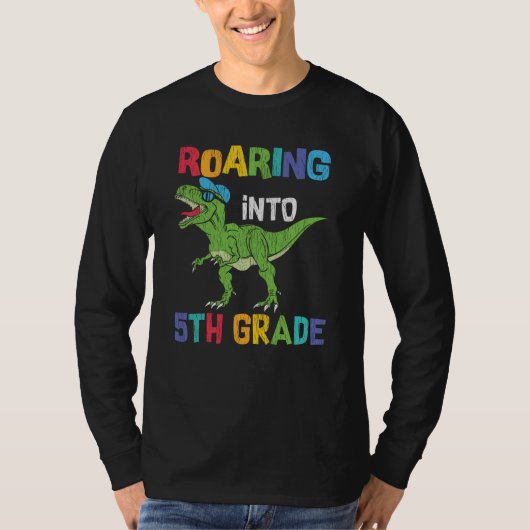 Roaring 5th Grade Back School T rex Dinosaur Kinde T-Shirt (Vorderseite)