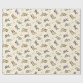 Roaring Art Deco Bi-Flugzeug - blaues grünes Muste Geschenkpapier (Flach)