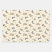 Roaring Art Deco Bi-Flugzeug - blaues grünes Muste Geschenkpapier Set (Vorderseite)