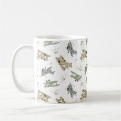 Roaring Art Deco Bi-Flugzeug - blaues grünes Muste Kaffeetasse (Links)