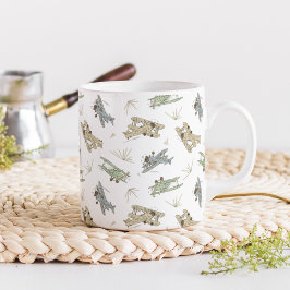 Roaring Art Deco Bi-Flugzeug - blaues grünes Muste Kaffeetasse