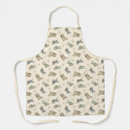 Roaring Art Deco Bi-Flugzeug - blaues grünes Muste Schürze