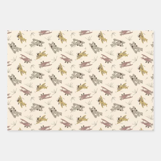 Roaring Art Deco Bi-Flugzeug - rot-gelbes Muster. Geschenkpapier Set (Vorderseite)