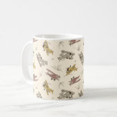 Roaring Art Deco Bi-Flugzeug - rot-gelbes Muster. Kaffeetasse (Vorderseite Links)