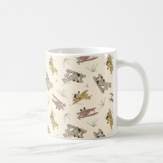Roaring Art Deco Bi-Flugzeug - rot-gelbes Muster. Kaffeetasse (Rechts)
