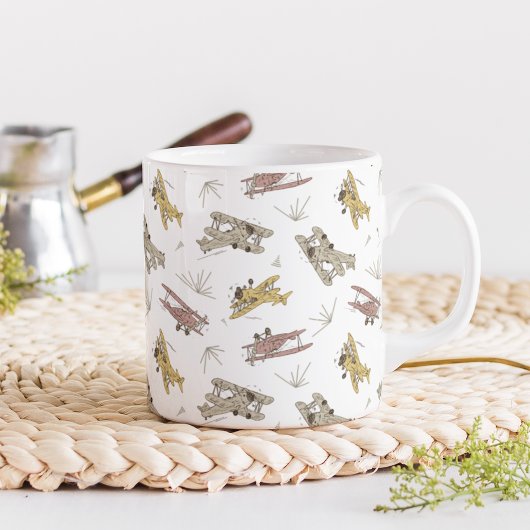 Roaring Art Deco Bi-Flugzeug - rot-gelbes Muster. Kaffeetasse