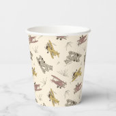 Roaring Art Deco Bi-Flugzeug - rot-gelbes Muster. Pappbecher (Rückseite)