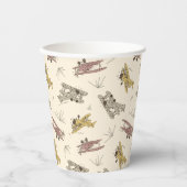 Roaring Art Deco Bi-Flugzeug - rot-gelbes Muster. Pappbecher (Vorderseite)