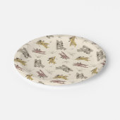 Roaring Art Deco Bi-Flugzeug - rot-gelbes Muster. Pappteller (Schrägansicht)