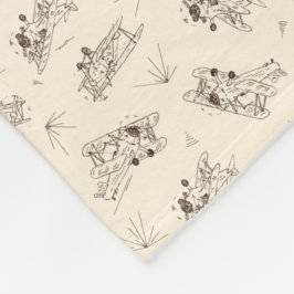 Roaring Art Deco Bi-Flugzeug - Skizzenmuster. Fleecedecke