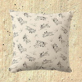 Roaring Art Deco Bi-Flugzeug - Skizzenmuster. Kissen