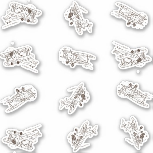 Roaring Art Deco Bi-Flugzeug - Sonderschnitt Aufkleber (Vorderseite)