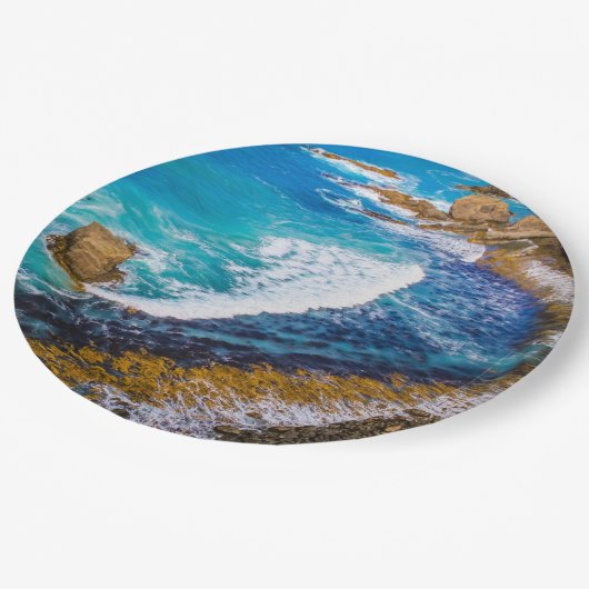 Roaring Bay am Nugget Point Pappteller (Schrägansicht)