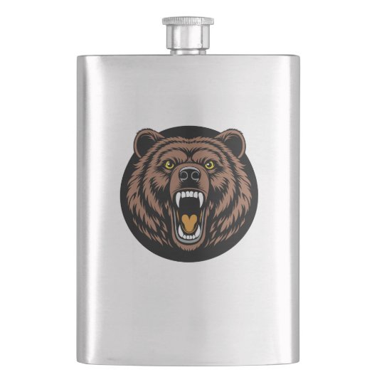 Roaring Bear Power Emblem Flachmann (Vorderseite)