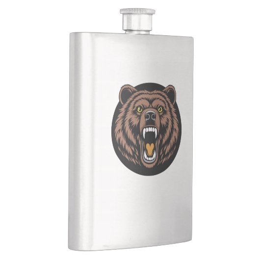 Roaring Bear Power Emblem Flachmann (Rechts)