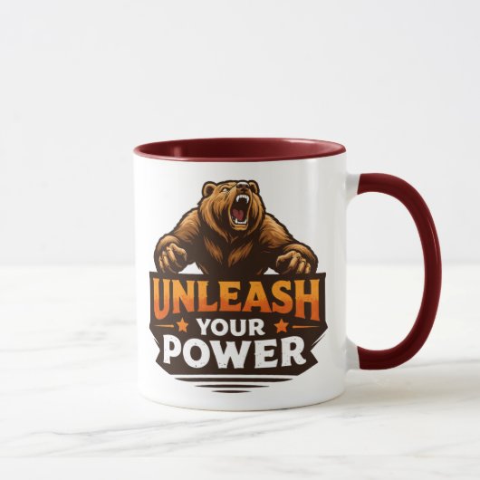 Roaring Bear Strength Motivation Tee Tasse (Rechts)