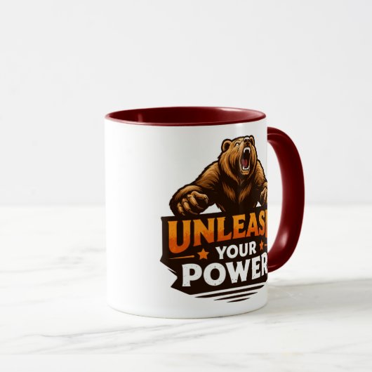 Roaring Bear Strength Motivation Tee Tasse (VorderseiteRechts)