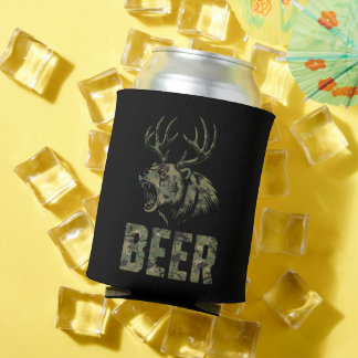 Roaring Bear With Antlers Beer Hunting Vintage Dosenkühler