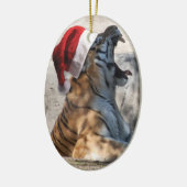 Roaring Bengalisch Tiger mit Weihnachtsmannmütze Keramik Ornament (Links)