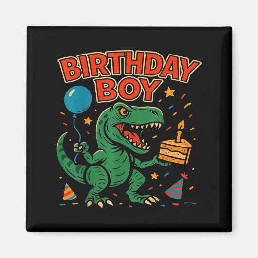 Roaring Birthday Boy Dinosaur Celebration Design _ Magnet (Vorne)