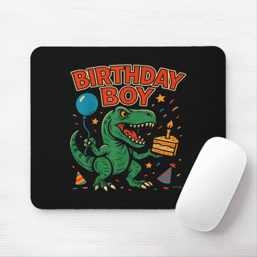 Roaring Birthday Boy Dinosaur Celebration Design _ Mousepad (Mit Mouse)