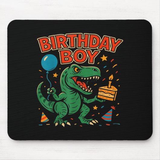 Roaring Birthday Boy Dinosaur Celebration Design _ Mousepad (Vorne)