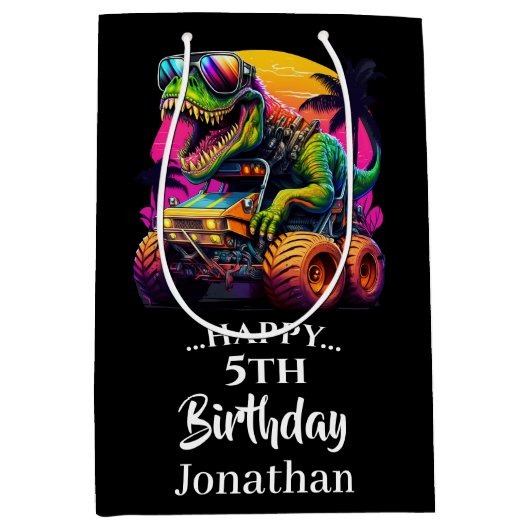 Roaring Birthday Fun Ahead Mittlere Geschenktüte (Vorderseite)