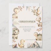 Roaring Boho Dinosaur Thema Geburtstag Einladung (Vorderseite)