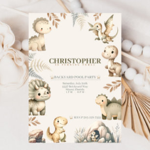 Roaring Boho Dinosaur Thema Geburtstag Einladung